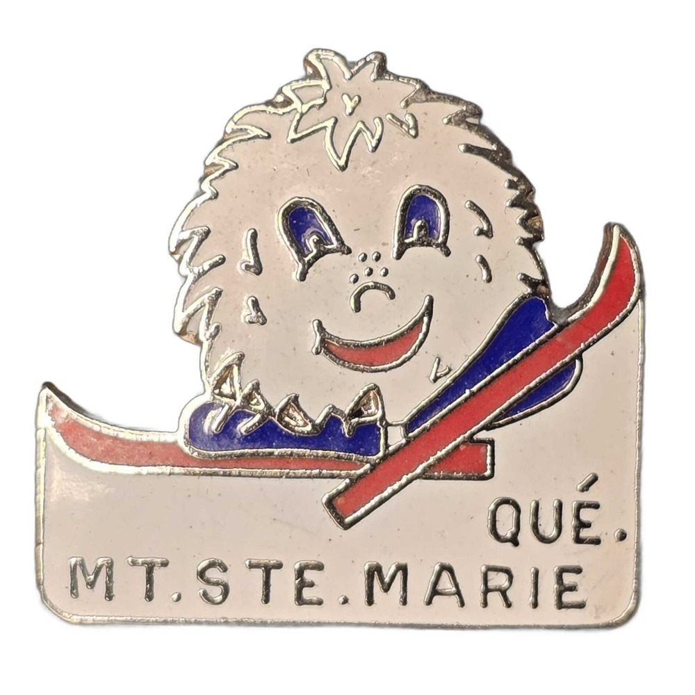 Mt. Ste. Marie Quebec Ski Resort Mascot Souvenir Enamel Lapel Vest Hat Pin D3